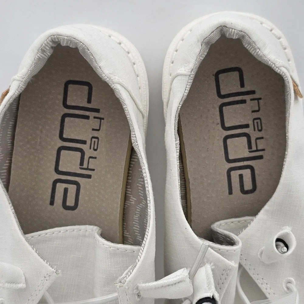 Hey Dude Wendy Chambray White Slip on Shoes Casual Women Size 10